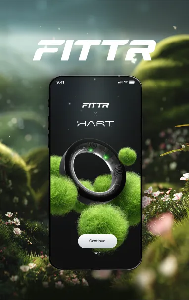 Fittr app and Ultrahuman Ring Air product mockup