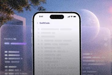 Phone mockup on a surreal planetary landscape