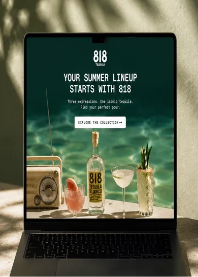 Laptop displaying an 818 Tequila email newsletter design