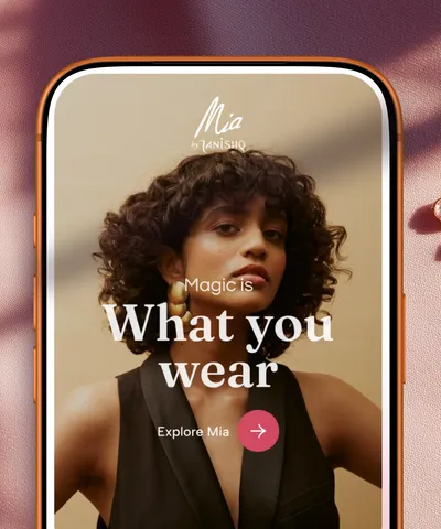 Mia by Tanishq jewelry app on phone mockup