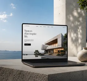 Laptop showing the Aurora architecture website