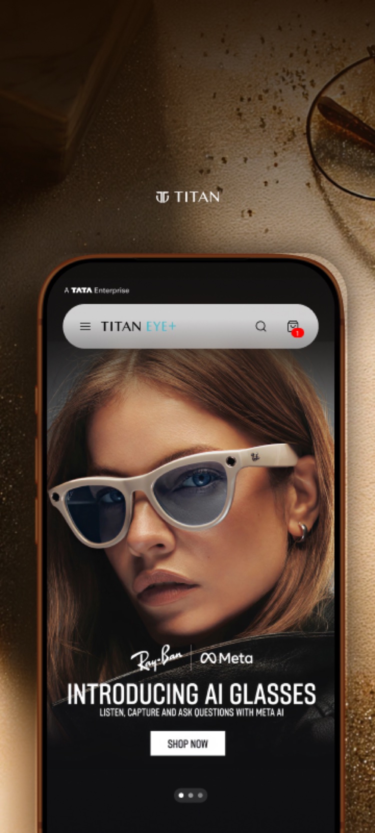 Titan Eyewear app screens